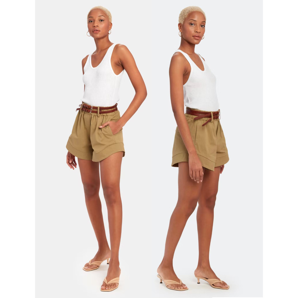 Tela Drucciolo Shorts in Verde Green Elastic Waist Relaxed Fit Sz S NWT